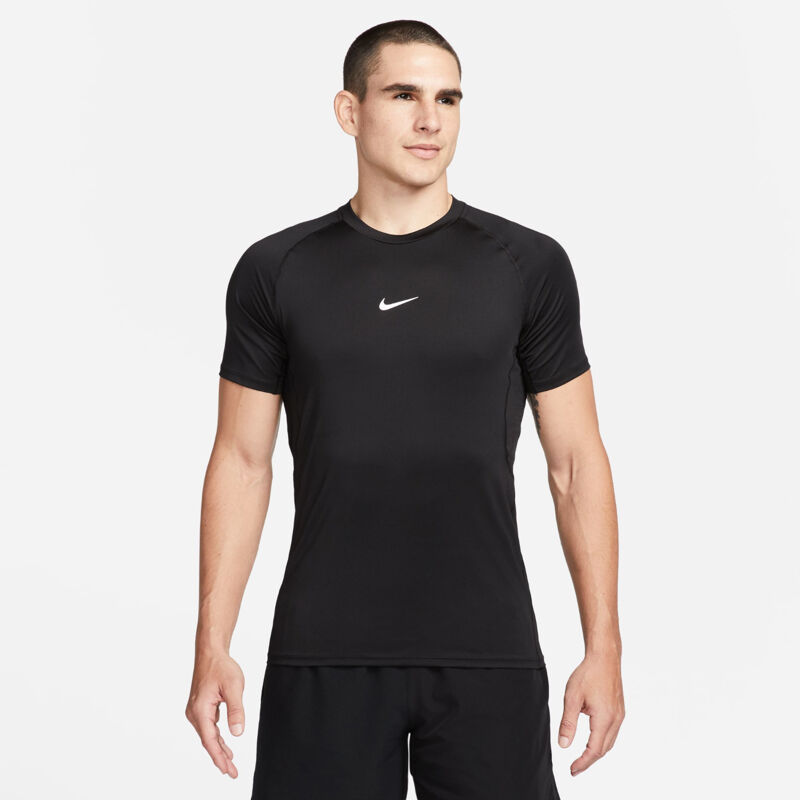 Nike Pro Dri-FIT Short Sleeve Shirt, Black/White 